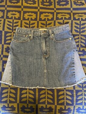 Madewell Two-Tone Blue Denim A-Line Mini Skirt